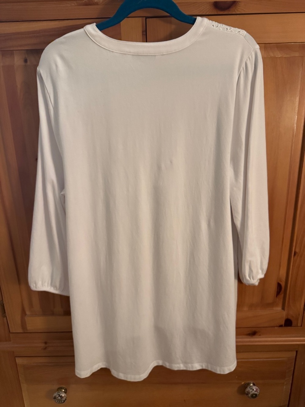 🐷 Isaac Mizrahi Live! Knit Half Placet White Eyelet Panel Top A498809 - Picture 7 of 13